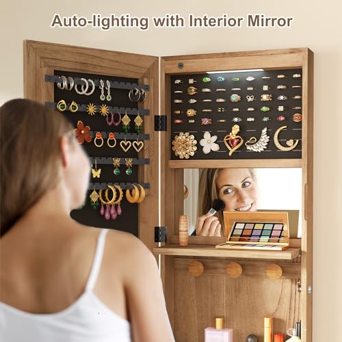 SRIWATANA Jewelry Cabinet with Full-Length Mirror, Lockable