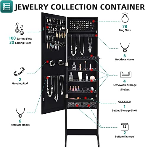 YITAHOME 2-in-1 Jewelry Cabinet with Full-Length Mirror