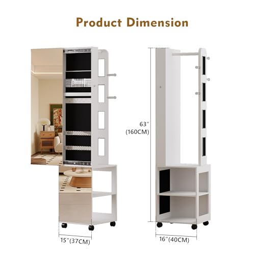 360° Swivel Jewelry Armoire with Full Length Mirror