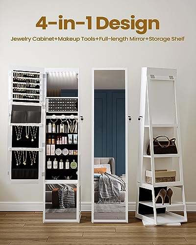 Hzuaneri White Jewelry Cabinet Armoire with Rotating Base