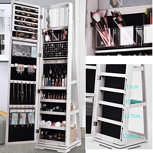 SDHYL Rotating Jewelry Cabinet with Mirror and Lock