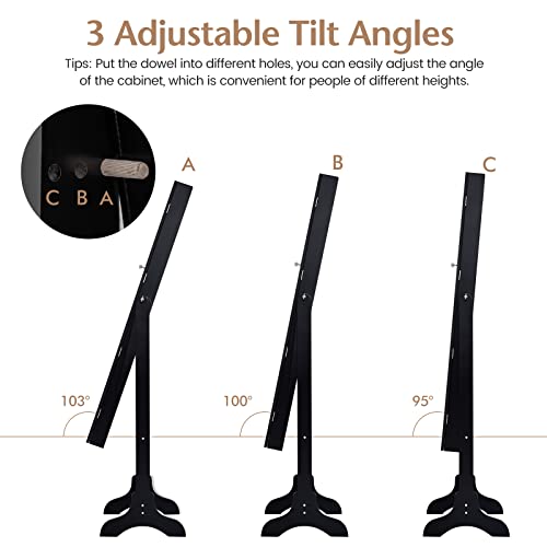 COSTWAY Standing Jewelry Armoire Cabinet with Mirror, Black