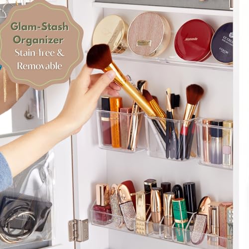 YOKUKINA LED Mirror Jewelry Armoire with Lockable Storage