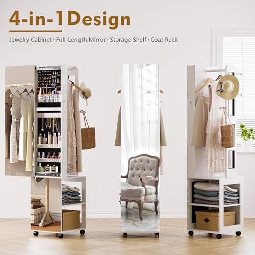 360° Swivel Jewelry Armoire with Full Length Mirror