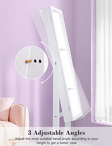 Touch Screen LED Jewelry Organizer Mirror Cabinet, White