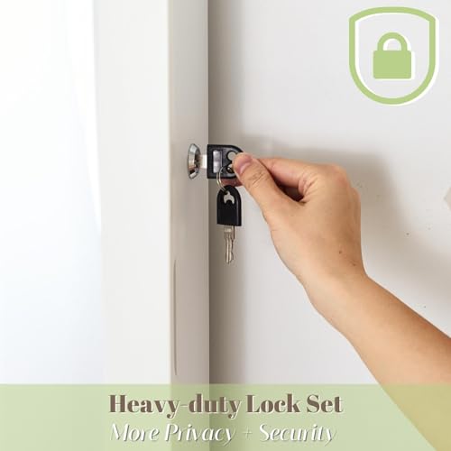 YOKUKINA Lockable Wall-Mounted Mirror Jewelry Armoire, White