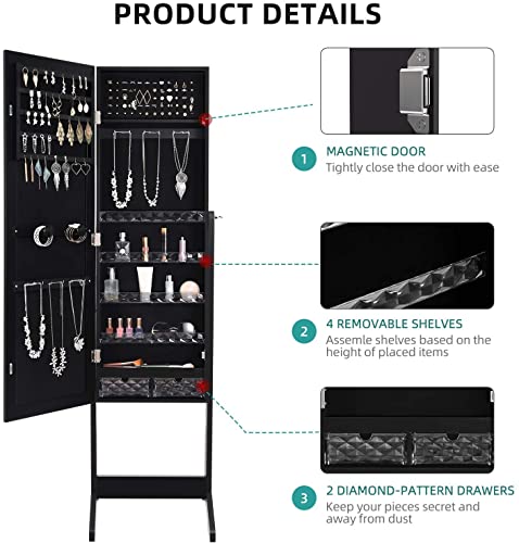 YITAHOME 2-in-1 Jewelry Cabinet with Full-Length Mirror