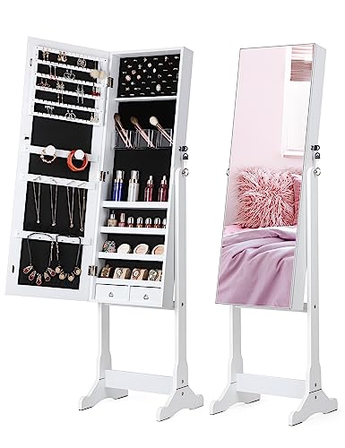 Nicetree Standing Jewelry Cabinet with Full-Length Mirror & Organizer