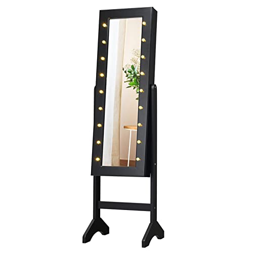 Giantex Standing Jewelry Armoire with LED Lights (Black)