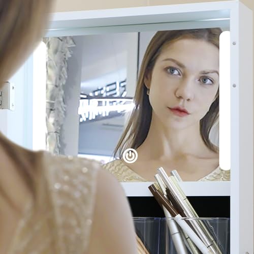 MASMIRE Rotating Jewelry Armoire with Full Length Mirror