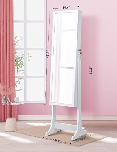 Touch Screen LED Jewelry Organizer Mirror Cabinet, White