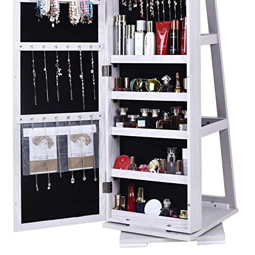 SDHYL Rotating Jewelry Cabinet with Mirror and Lock