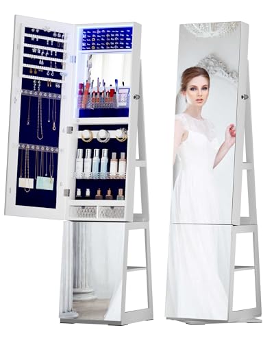 Dystler Swivel Jewelry Cabinet with Full-Length Mirror & Lights
