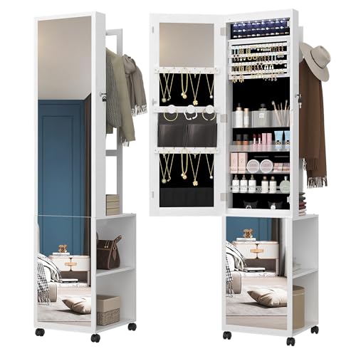 Hzuaneri Jewelry Cabinet Armoire with 8 LEDs