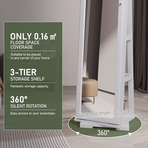 jajov Lockable LED Jewelry Armoire with 3 Color Lights