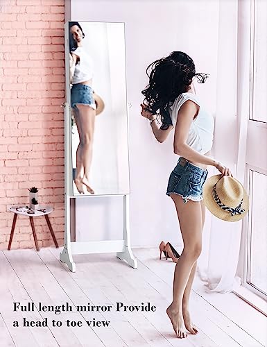 Nicetree Standing Jewelry Cabinet with Full-Length Mirror & Organizer