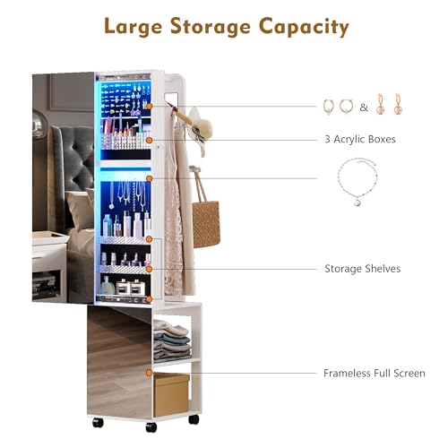 360° Swivel Jewelry Armoire with Full Length Mirror
