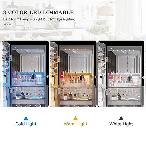 360° Rotating LED Jewelry Armoire with Large Capacity