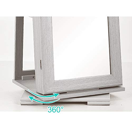SDHYL Rotating Jewelry Cabinet with Mirror and Lock