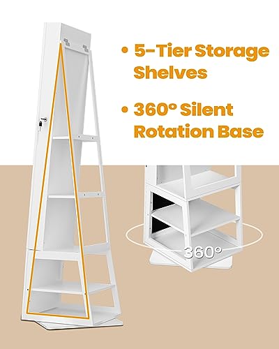 Hzuaneri White Jewelry Cabinet Armoire with Rotating Base