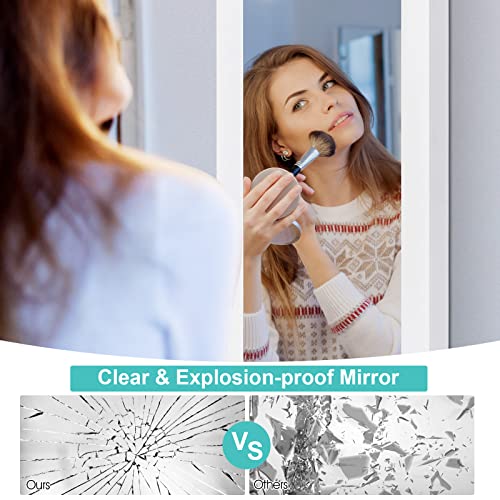 White Jewelry Cabinet with Mirror and Necklace Hooks