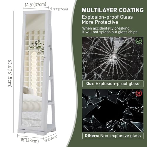 jajov Lockable LED Jewelry Armoire with 3 Color Lights