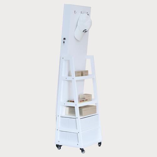 MASMIRE Rotating Jewelry Armoire with Full Length Mirror