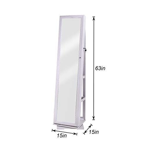 SDHYL Rotating Jewelry Cabinet with Mirror and Lock