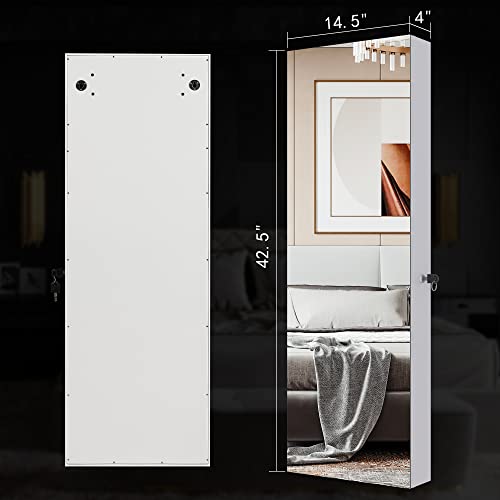 FREDEES LED Jewelry Mirror Cabinet with Lockable Organizer