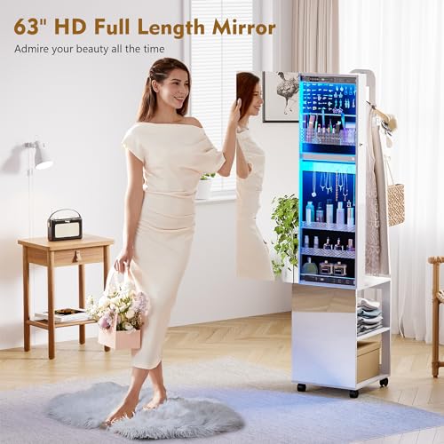 360° Swivel Jewelry Armoire with Full Length Mirror