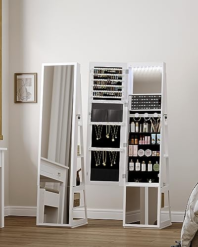 Hzuaneri White Jewelry Cabinet Armoire with Rotating Base