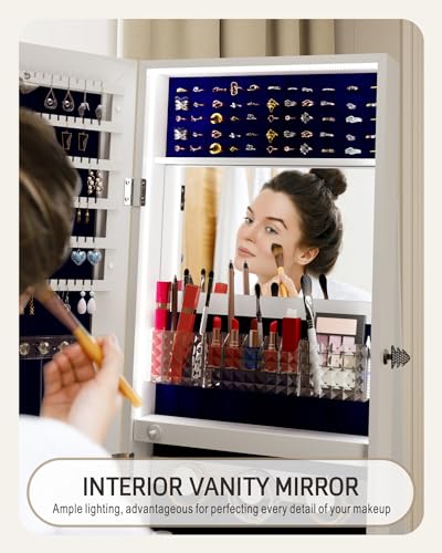 Dystler Swivel Jewelry Cabinet with Full-Length Mirror & Lights