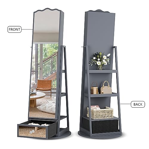 360° Rotating LED Jewelry Armoire with Large Capacity