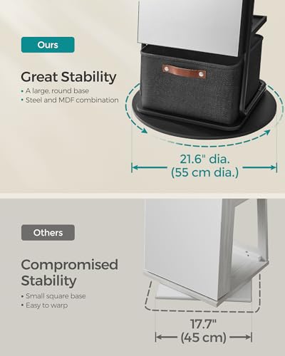 360° Swivel Mirrored Jewelry Cabinet with Lights, Storage Organizer