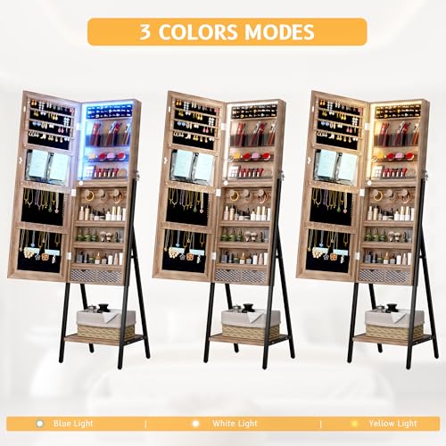 Brown Jewelry Cabinet with Full Length Mirror