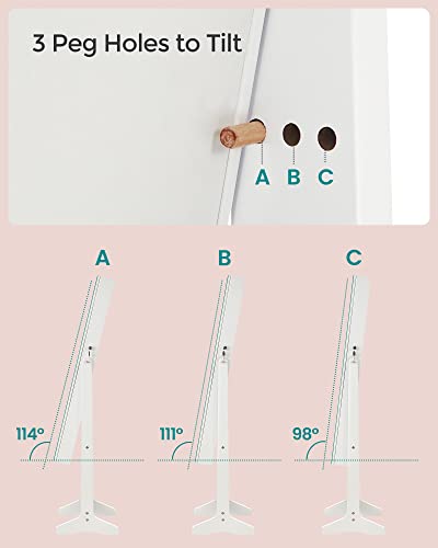 White Standing Mirror Jewelry Armoire with LED Lights