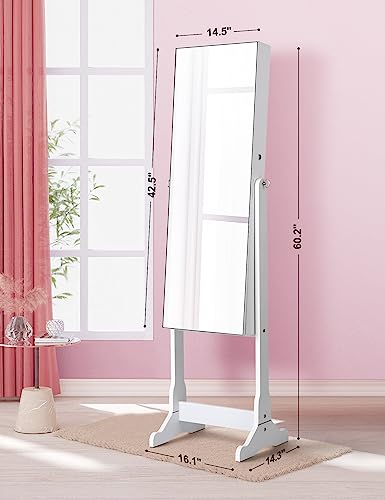 Nicetree Standing Jewelry Cabinet with Full-Length Mirror & Organizer