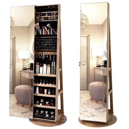 360° Swivel Jewelry Cabinet with Full Length Mirror