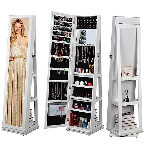 BOSTANA Jewelry Armoire with Swivel Mirror and Storage