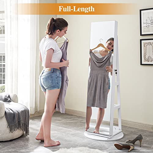 SICOTAS Jewelry Cabinet with Storage and Rotating Mirror