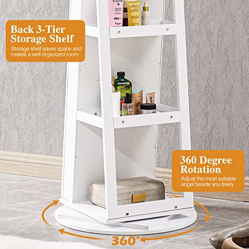 SICOTAS Jewelry Cabinet with Storage and Rotating Mirror