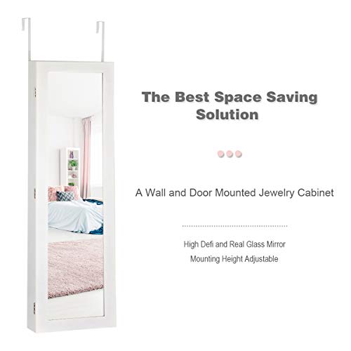 Giantex Wall-Mounted Jewelry Cabinet with Mirror & Shelves