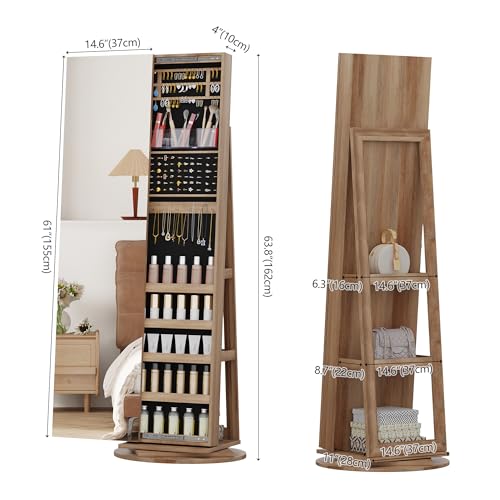 360° Swivel Jewelry Cabinet with Full Length Mirror