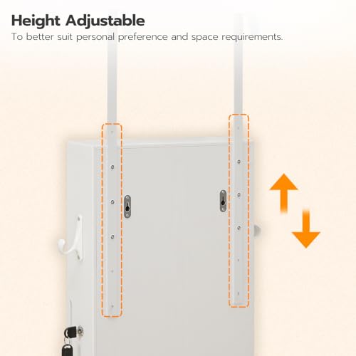 LED Mirror Jewelry Cabinet, Wall/Door Mounted Armoire