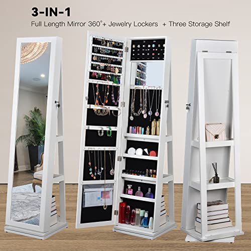 BOSTANA Jewelry Armoire with Swivel Mirror and Storage