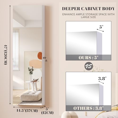 47.2" LED Jewelry Mirror Cabinet with Storage Organizer