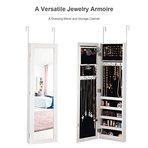 Giantex Wall-Mounted Jewelry Cabinet with Mirror & Shelves