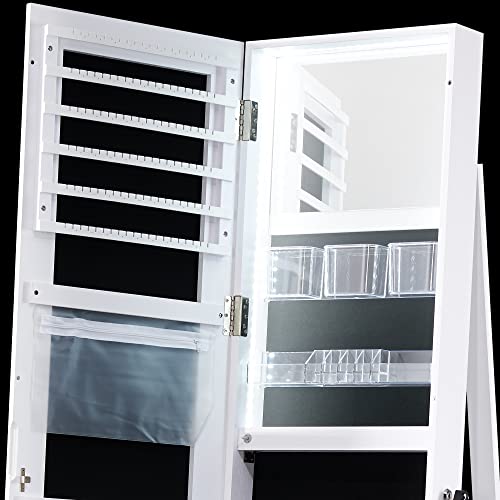 SICOTAS Jewelry Cabinet with Storage and Rotating Mirror