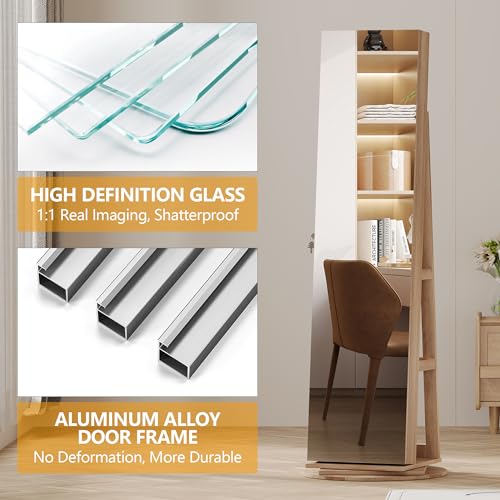 360° Swivel Jewelry Cabinet with Full Length Mirror