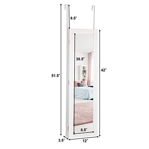Giantex Wall-Mounted Jewelry Cabinet with Mirror & Shelves